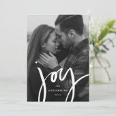 Modernes Foto mit handgeschriebener Freude Feiertagskarte (Stehend Vorderseite)