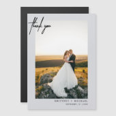 Modernes Foto mit Handschrift Grau Vielen Dank Magnetkarte (Vorne/Hinten)