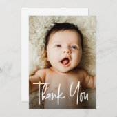 Modernes Foto mit individueller Babydusche Dankeskarte (Vorne/Hinten)