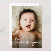 Modernes Foto mit individueller Babydusche Dankeskarte (Vorne/Hinten)