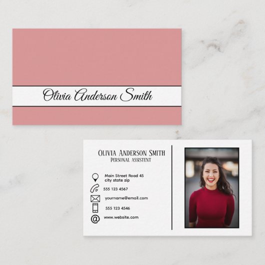 Modernes Foto mit kundenspezifischen Kontakten Blu Visitenkarte (Vorne/Hinten)