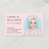 Modernes Foto mit minimalem hellrosa Bogen Visitenkarte (Vorderseite)