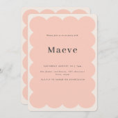 Modernes Foto mit minimalem rosa Retro-Rand Einladung (Vorne/Hinten)