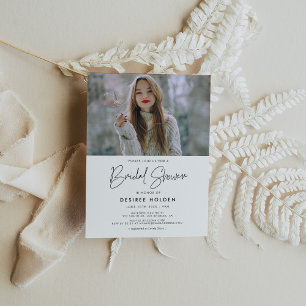 Modernes Foto mit minimalistischem Brautparty Postkarte