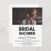 Modernes Foto mit minimalistischem Brautparty Postkarte (Vorne/Hinten)