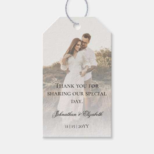 Modernes Foto mit Overlay-Hochzeit Geschenkanhänger (Vorderseite)