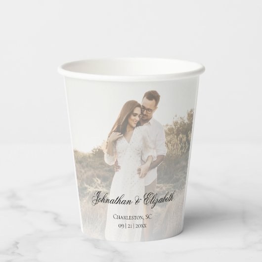 Modernes Foto mit Overlay-Hochzeit Pappbecher (Rückseite)