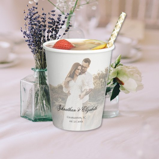 Modernes Foto mit Overlay-Hochzeit Pappbecher