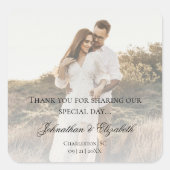 Modernes Foto mit Overlay-Hochzeit Quadratischer Aufkleber (Vorderseite)