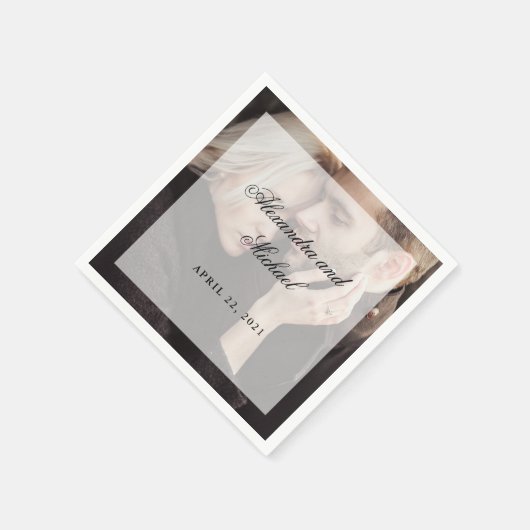 Modernes Foto mit Overlay | Hochzeit Serviette (Ecke)