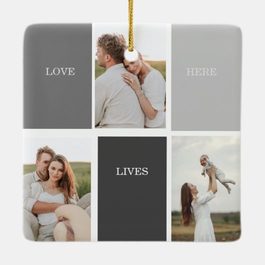 Modernes Foto mit Personalisiertem Namen Keramikornament (Rückseite)