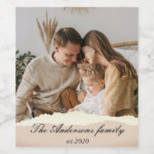 Modernes Foto mit Personalisiertem Namen Weinetikett (Einzelnes Label)