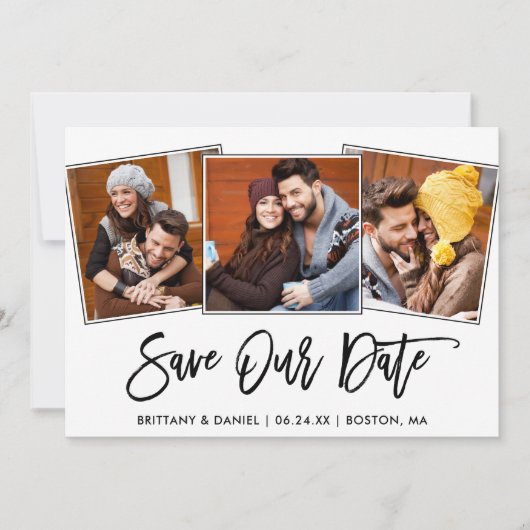 Modernes Foto mit Pinselschrift 3 Rette unsere Dat Save The Date (Vorderseite)