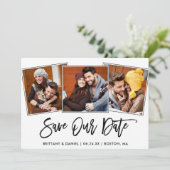 Modernes Foto mit Pinselschrift 3 Rette unsere Dat Save The Date (Stehend Vorderseite)