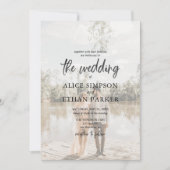 Modernes Foto mit Pinselschrift für Hochzeitsfeier Einladung (Vorderseite)