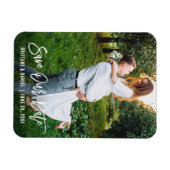 Modernes Foto mit Pinselschrift Rette unser Datum Magnet (Horizontal)