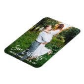 Modernes Foto mit Pinselschrift Rette unser Datum Magnet (Linke Seite)