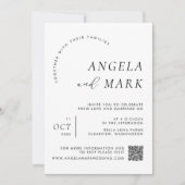Modernes Foto mit QR Code Schwarz & Weiß Hochzeit Einladung (Vorderseite)
