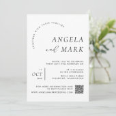 Modernes Foto mit QR Code Schwarz & Weiß Hochzeit Einladung (Stehend Vorderseite)