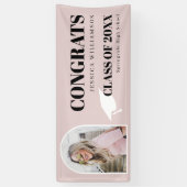 Modernes Foto mit rosa Glückwünschen Abschluss Ban Banner (Vertikal)