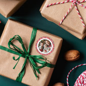 Modernes Foto mit rotem und Aquamarinem Knochenmus Runder Aufkleber