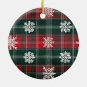 Modernes Foto mit roten und grünen Schneeflocken Keramik Ornament (Hinten)