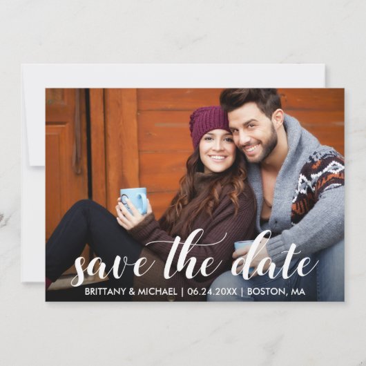 Modernes Foto mit Save the Date Verlobung Einladung (Vorderseite)