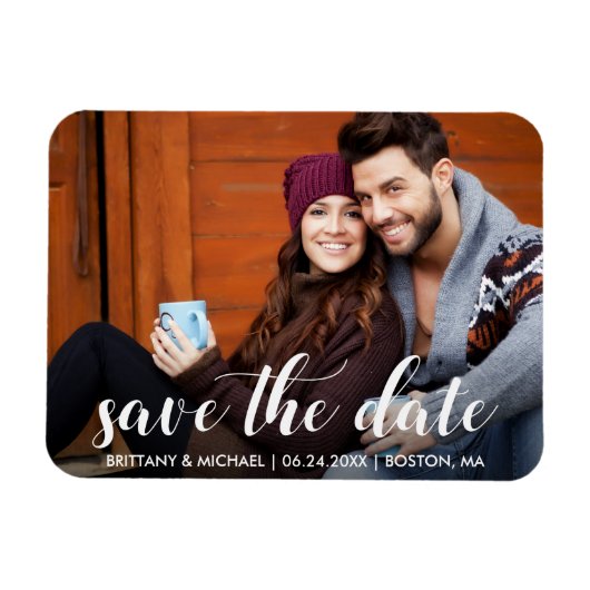 Modernes Foto mit Save the Date Verlobung Magnet (Horizontal)