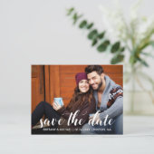 Modernes Foto mit Save the Date Verlobung Postkarte (Stehend Vorderseite)