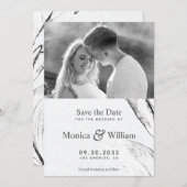 Modernes Foto mit schwarz-weiß-Grafik Save The Date (Vorne/Hinten)