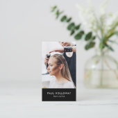 Modernes Foto mit schwarzem Haar Visitenkarte (Stehend Vorderseite)