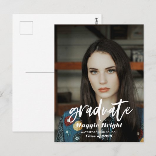 Modernes Foto mit Skripten Postkarte (Vorne/Hinten)