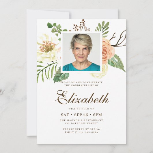 Modernes Foto mit Wasserfarben Einladung (Vorderseite)