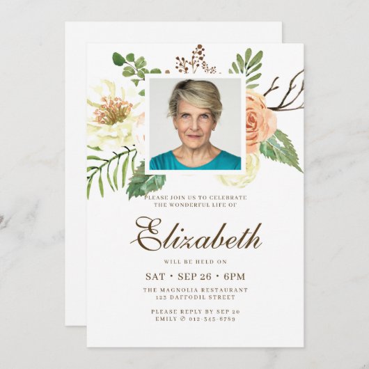 Modernes Foto mit Wasserfarben Einladung (Vorne/Hinten)