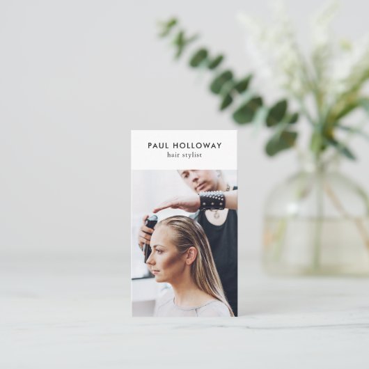 Modernes Foto mit weißem Haar Visitenkarte (Stehend Vorderseite)