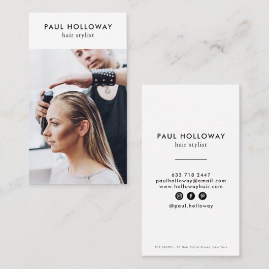 Modernes Foto mit weißem Haar Visitenkarte (Vorne/Hinten)