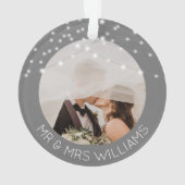 Modernes Foto Mr. & Mrs. Christmas Tree Ornament (Rückseite)