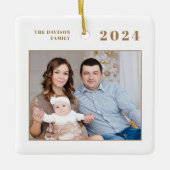 Modernes Foto Name Gold Frohe Weihnachten Keramikornament (Vorderseite)