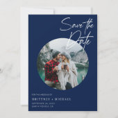 Modernes Foto Navy Blue Save The Date (Vorderseite)