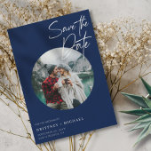 Modernes Foto Navy Blue Save The Date