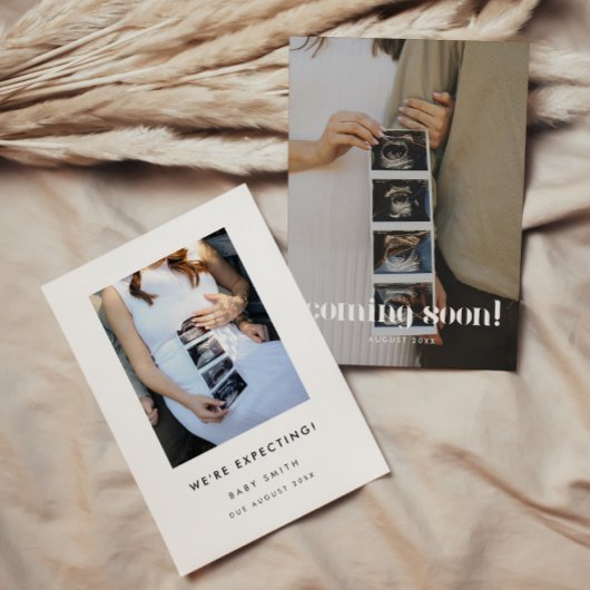 Modernes Foto Neue Baby kommt bald Schwangerschaft Ankündigung