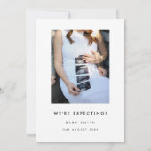 Modernes Foto Neue Baby kommt bald Schwangerschaft Ankündigung (Rückseite)