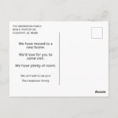 Modernes Foto Neue Zuhause Postkarte (Rückseite)