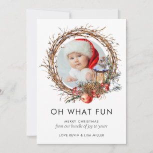 Modernes Foto New Baby Family Weihnachtsfest Feiertagskarte