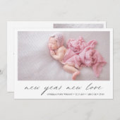 Modernes Foto Niedlich Holiday Birth Ankündigung (Vorne/Hinten)