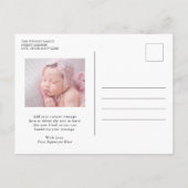 Modernes Foto Niedlich Urlaub Geburt Ankündigungspostkarte (Rückseite)