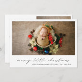 Modernes Foto Niedlich Urlaub Weihnachten Geburt Ankündigung (Vorne/Hinten)