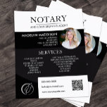 Modernes Foto Notar & Loan Signing Agent Flyer<br><div class="desc">Eine schwarze Version des notariellen und leihsignierenden Agent-Flyers mit einem Logo und qr-Code. Modernes Foto Notar & Loan Signing Agent Flyer</div>