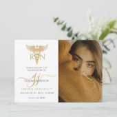 Modernes Foto Nurse Abschluss Gold Script Ankündigung (Stehend Vorderseite)