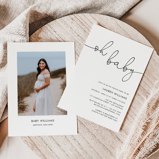 Modernes Foto Oh Baby Dusche Einladung